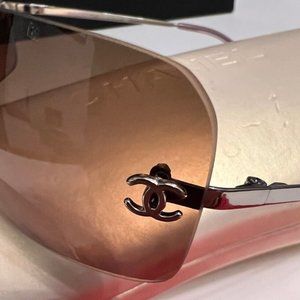 VINTAGE CHANEL Designer RIMLESS SUNGLASSES 4017 C Brown Pink Y2K